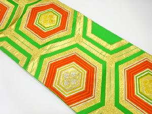 アンティーク　亀甲に花模様織出し袋帯（着用可）